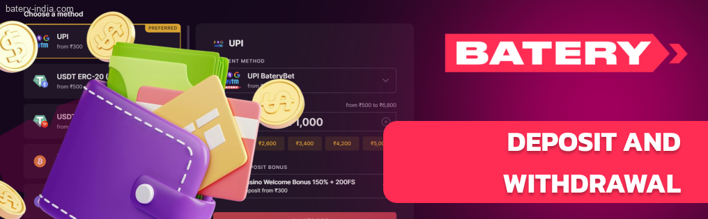Batery bet Deposit and Withdrawal